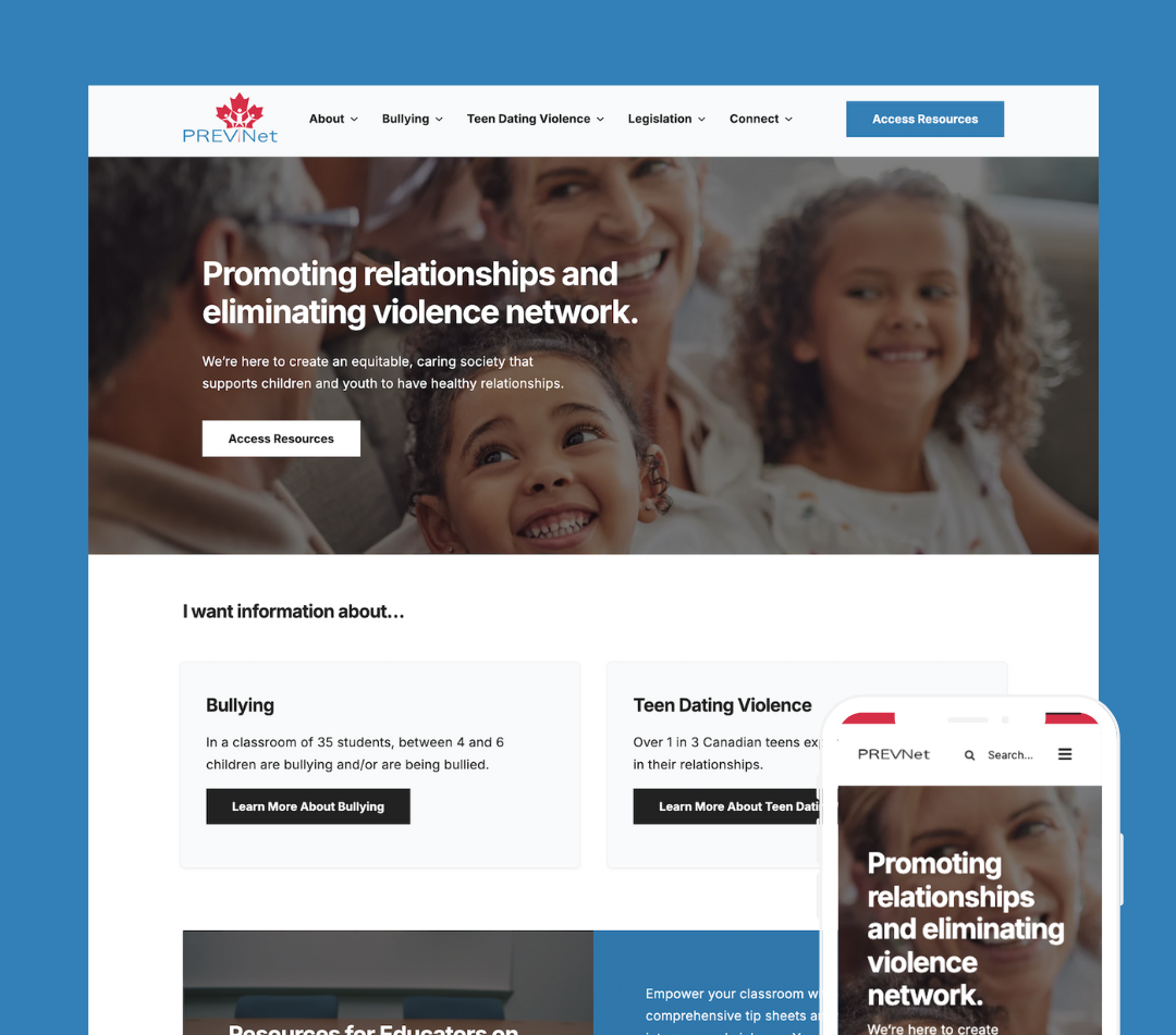 PREVNet Website Redesign - Kaylo Digital | Web Design for Good
